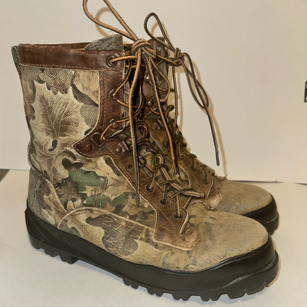 Vintage Danner Bangor USA GTX 600g Insulated CAMO Hunting Work Boots Mens Sz 8.5